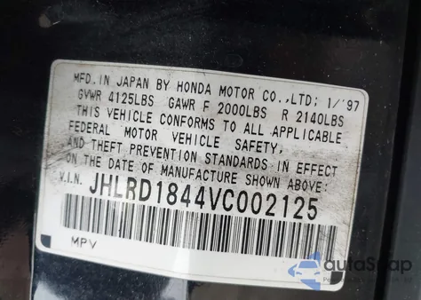 1997 Honda Cr-V z USA, uszkodzony, nr VIN JHLRD1844VC002125